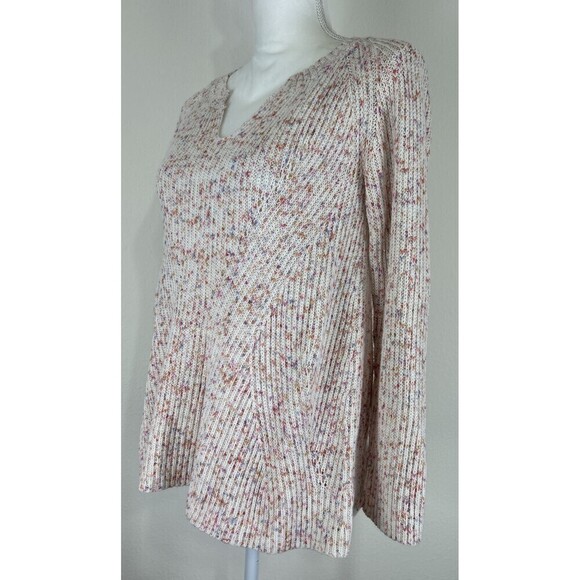 NIC+ZOE Speckled  V Neck Sweater in Cream Multi Size Small (4/6) - Picture 7 of 12